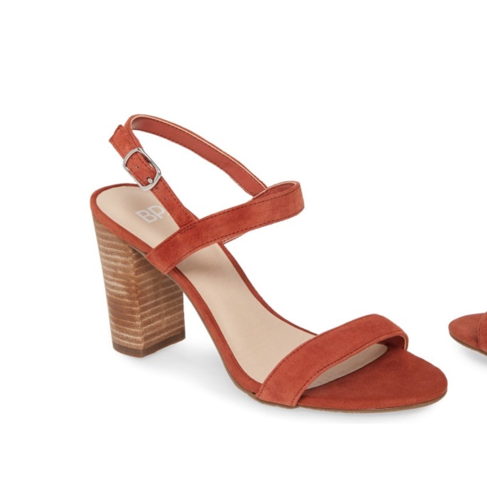 BP Rust Suede Strappy Block Heel Sandals